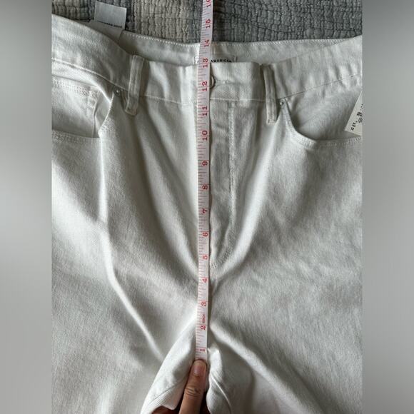 Good American Good Boy Straight Leg Jeans Split Leg White Denim Women's 14 NWT - Picture 7 of 13